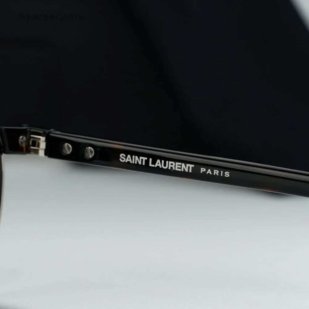 BRAND NEW Saint Laurent SL707 001 Silver Havana Grey Oval Unisex Sunglasses